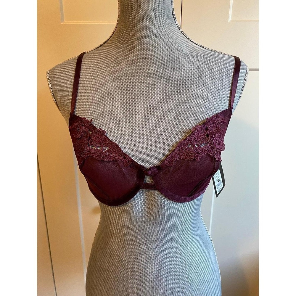 Just Sexy Lingerie Bra Medium Burgundy New Tag Orig $69 s1
